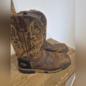 Stetson Brown Leather Boots with Gold Accents